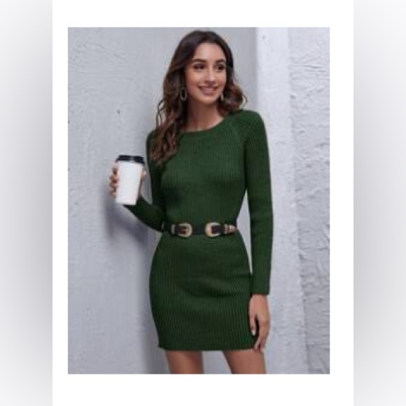 💛 bundle $4- Raglan Sleeve Rib-knit Sweater Dress - Picture 4 of 5